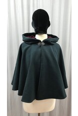 Cloakmakers.com 5027 Short Dark Green Cloak w/ Burgundy Hood Lining, Pockets