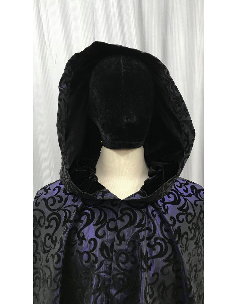 5035 Burgundy Taffeta Cloak w/ Black Velvet Hood Lining - Cloak & Dagger  Creations