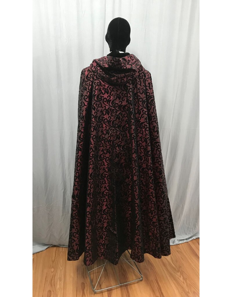 5035 Burgundy Taffeta Cloak w/ Black Velvet Hood Lining - Cloak & Dagger  Creations