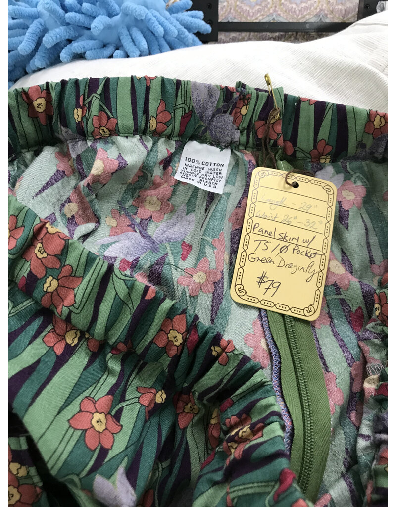 Cloakmakers.com TS10 - Green Dragonfly Panel Skirt, w/Pocket, Washable