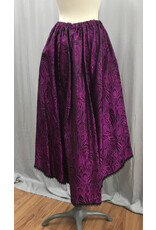 Cloakmakers.com K486 - Purple on Black Peacock Feather Print High/Low Skirt w/Lace Edging