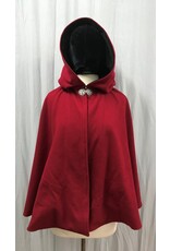 Cloakmakers.com 5052 - Red Commuter Cloak w/ Black Velvet Hood Lining, Pockets