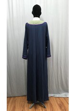 Cloakmakers.com G1166  Navy Blue Long Sleeved Linen Gown w/ Dragon & Celtic Embroidery