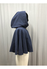 Cloakmakers.com 5056 - Short Blue Cloak w/ Blue Velvet Hood Lining, Pockets