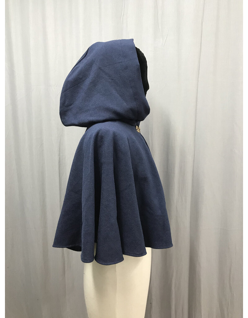 Cloakmakers.com 5056 - Short Blue Cloak w/ Blue Velvet Hood Lining, Pockets