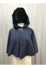 Cloakmakers.com 5056 - Short Blue Cloak w/ Blue Velvet Hood Lining, Pockets