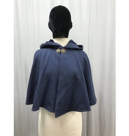 Cloakmakers.com 5056 - Short Blue Cloak w/ Blue Velvet Hood Lining, Pockets