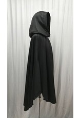 Cloakmakers.com 5004 - Black Cashmere  Commuter Cloak w/ Dark Green Hood Lining, Pockets