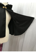 Cloakmakers.com 5080 - Black Wool Full Circle Short Cloak w/ Green Hood Lining, Pockets