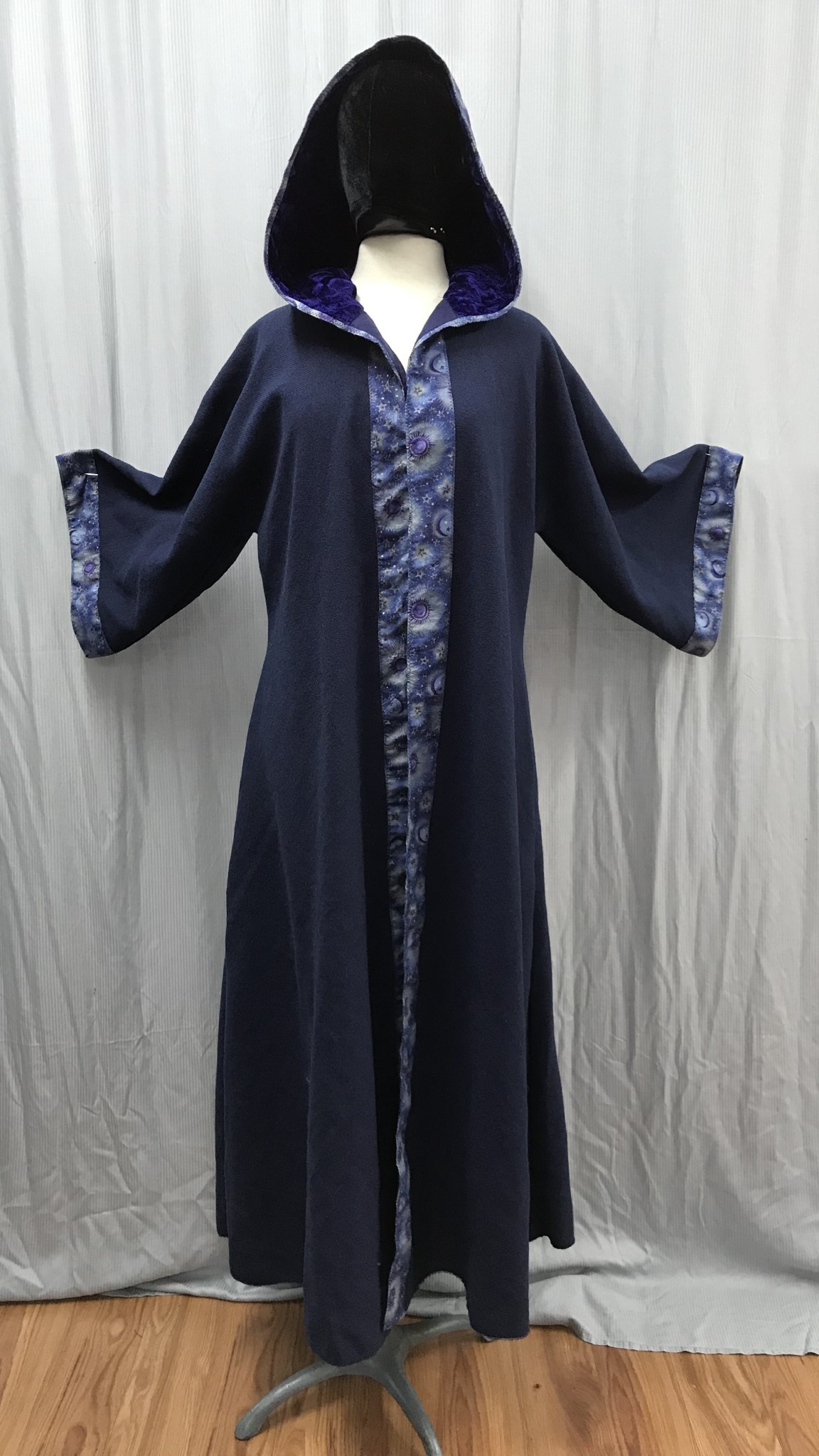 R516 - Dark Green Washable Wool Robe w/Pockets, Extra Long