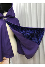 Cloakmakers.com 5091 - Purple Shaped Shoulder Cloak w/ Purple Crushed Velvet Hood Lining, Pockets