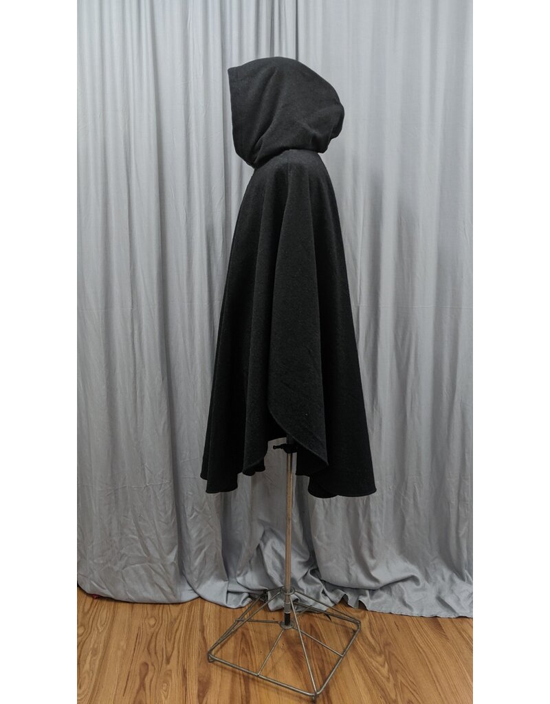 Cloakmakers.com 5074 - Washable Shaped Shoulder Charcoal Grey Woolen Cloak, Purple Hood Lining
