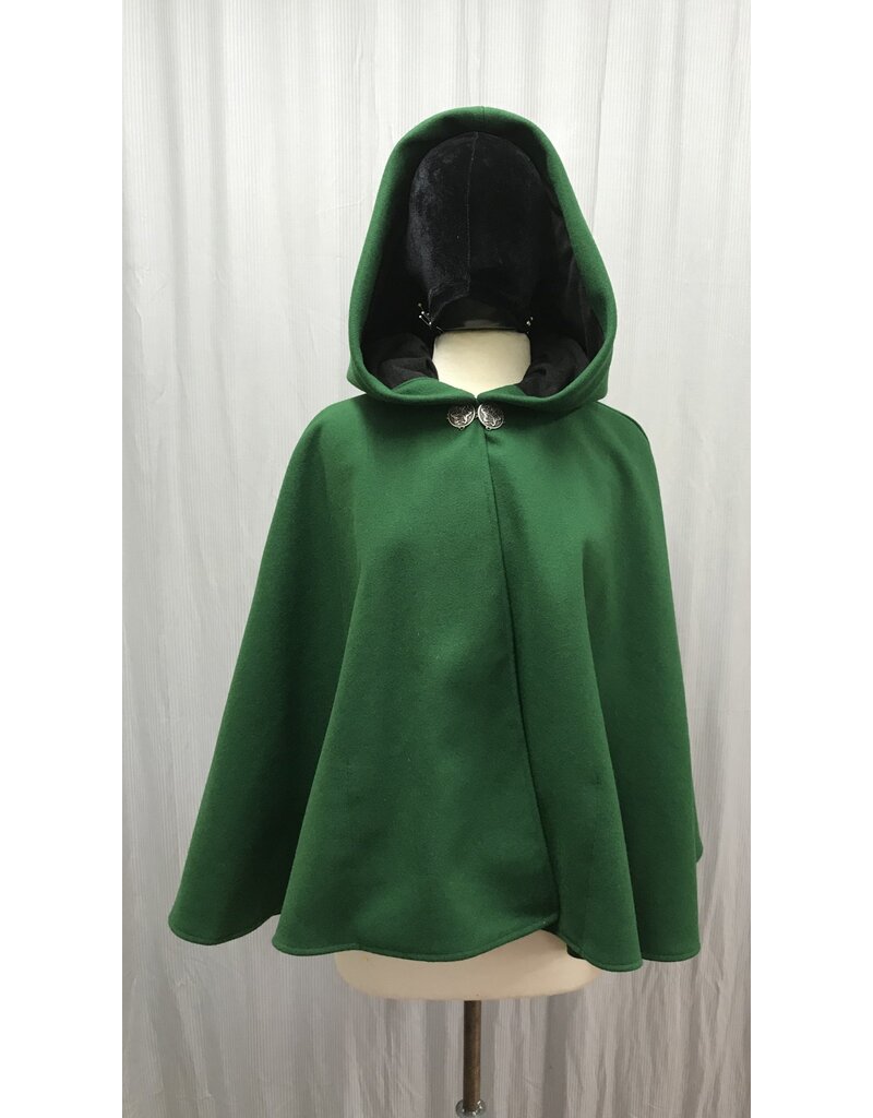 Cloakmakers.com 5113 - Green Shaped Shoulder Cloak w/ Lined Hood, Pockets