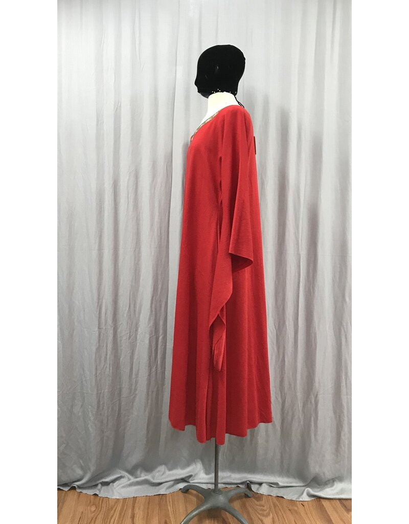 Cloakmakers.com G1167 - Red Wool Gown w/Drop  Sleeves, Trimmed Neckline & Pockets