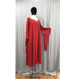 Cloak and Dagger Creations G1167 - Red Wool Gown w/Drop  Sleeves, Trimmed Neckline & Pockets
