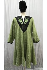 Cloakmakers.com J822 - Green Tunic w/ Dragon & Celtic Quatrefoil Embroidery, Black Yoke