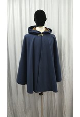 Cloakmakers.com 5046 - Blue Commuter Cloak w/ Brown Moleskin Hood Lining, Pockets