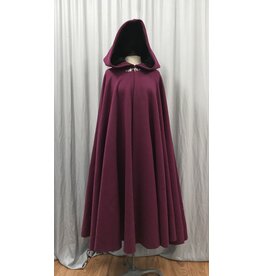 Cloakmakers.com 5116 - Washable Red Violet Woolen Cloak, Black Hood Lining