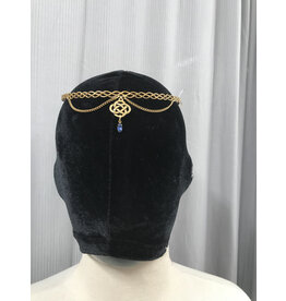 Cloakmakers.com Braid Brass Circlet, Oval Celtic Knot Connecter, Blue Stone, Isabella