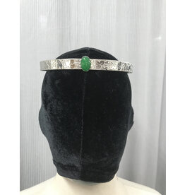 Cloakmakers.com Green Oval Stone on Silvertone Plated Ivy Leaf Band - Unisex Circlet