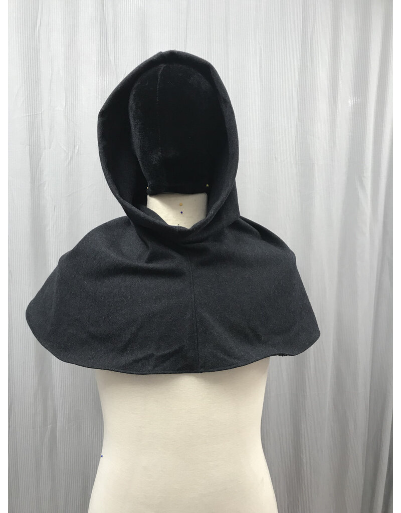 Cloakmakers.com H408 - Washable Dark Grey Hooded Forester Cowl