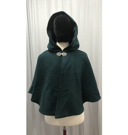 Cloakmakers.com 5126 - Small Teal Green Shaped Shoulder Cloak w/ Velvet Hood Lining