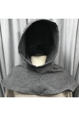 Cloakmakers.com H412 - Washable Woolen Hooded Cowl - Black and White w/Bits of Color