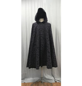 Cloakmakers.com 5130 - Black Cloak  w/Purple Pattern, Moleskin Hood Lining