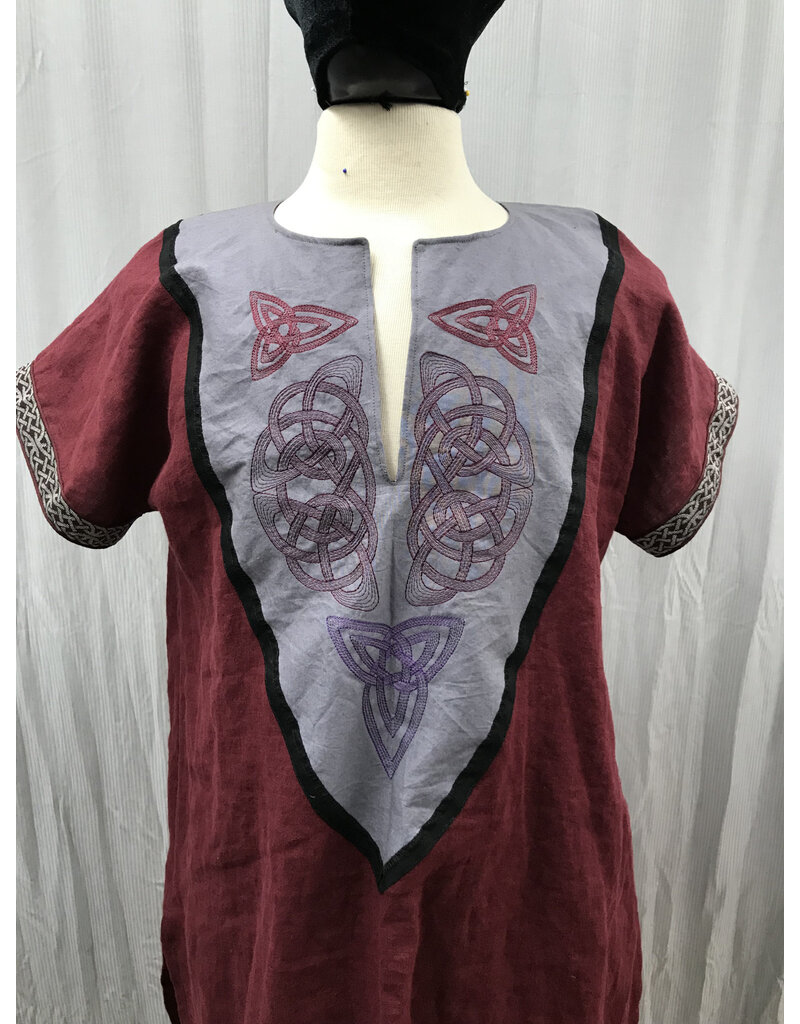 Cloakmakers.com J825 - Burgundy Tunic w/ Celtic Knot Embroidery