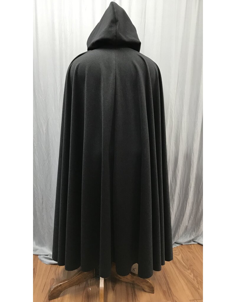 Cloakmakers.com 5146 - Charcoal Grey 100% Wool Long Cloak,w/Lined Hood