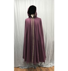 Cloakmakers.com 5044 - Purple Cloak w/ Purple Velvet Hood Lining, Swirl Trim