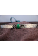 Cloakmakers.com Green Oval Stone on Silvertone Plated Ivy Leaf Band - Unisex Circlet