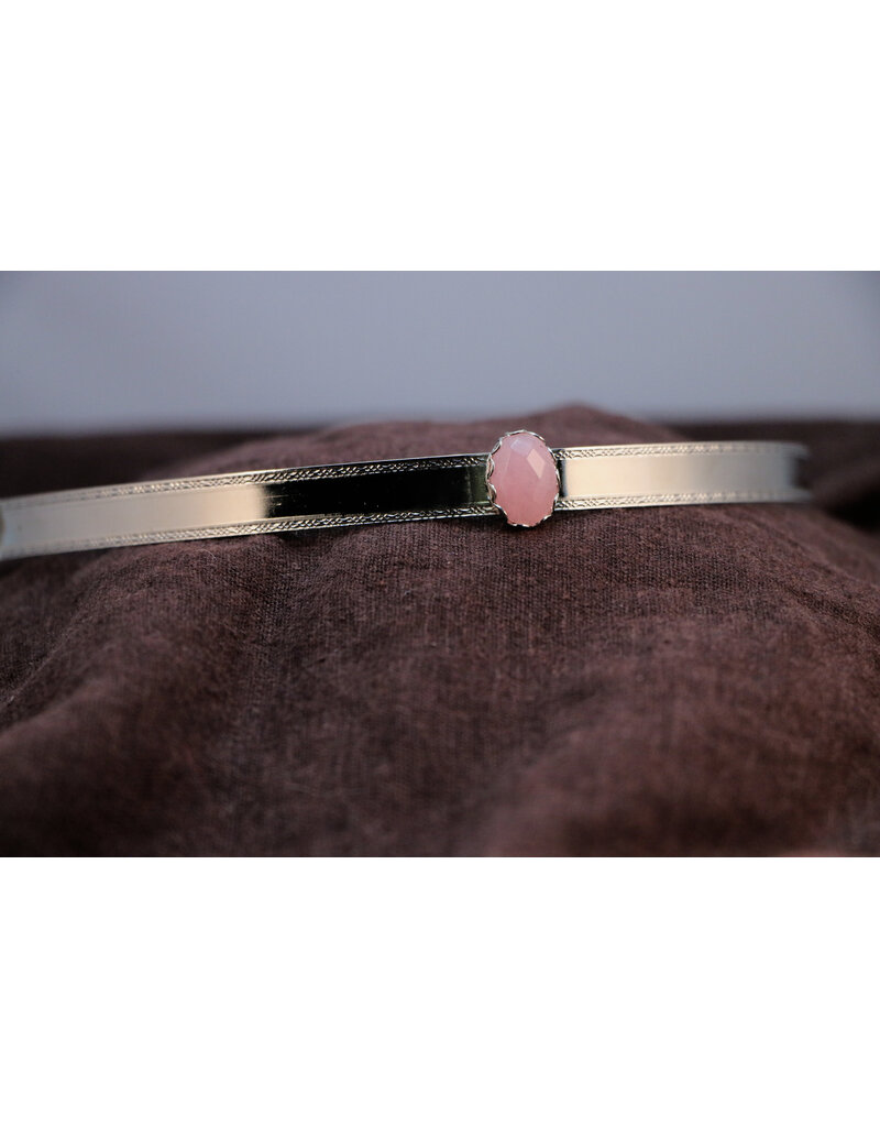 Cloakmakers.com Pink Faceted Stone on Silvertone Plated Bordered Burnished Band - Unisex Circlet