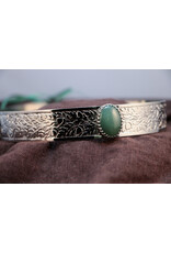 Cloakmakers.com Oval Green Jade on Silvertone Plated Wide Oak & Acorn Band - Unisex Circlet