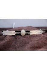 Cloakmakers.com White Oval Glass Stone on Silvertone Plated Spiral Center Band - Unisex Circlet