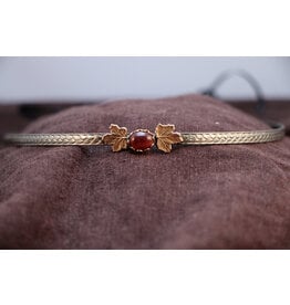 Cloakmakers.com Demeter Circlet - Brown Oval Stone and Tiny Maple Leaves on Wheat Pattern Band