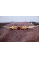 Cloakmakers.com Demeter Circlet - Red Oval Stone and Tiny Acanthus Leaves on Wheat Pattern Band