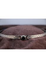 Cloakmakers.com Triple Goddess Black Onyx Stone with Crescents on Silvertone Plated Geometric Scroll Band - Circlet