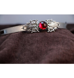Cloakmakers.com Filigree Heart Ornament Red Circle Stone Bordered Band Circlet