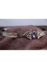 Cloakmakers.com Filigree Triple Floral Ornament Unisex Circlet - Frosted Blue Oval Stone on Acanthus & Flowers Band