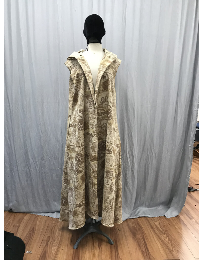 Cloakmakers.com J826 - Steampunk XXL Hooded Vest, Sleeveless Cotton Duster Style