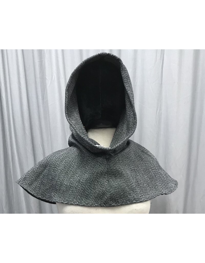 Cloakmakers.com H414-Washable Cowl, Woven Black and White with Multicolor Threads