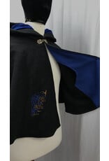 Cloakmakers.com 5160 - Washable Short Black  Cloak w/Raven Embroidery, Pockets, & Blue Hood Lining