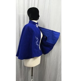 Cloakmakers.com 5163 -  Washable 100% Wool Blue Short Cloak w/Dragonfly Embroidery - Pockets!