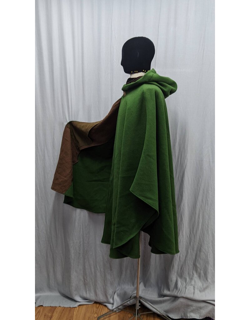Cloakmakers.com 5168 - Washable Green  Commuter Cloak w/Lined Hood, Fancy Clasp, 4 Pockets