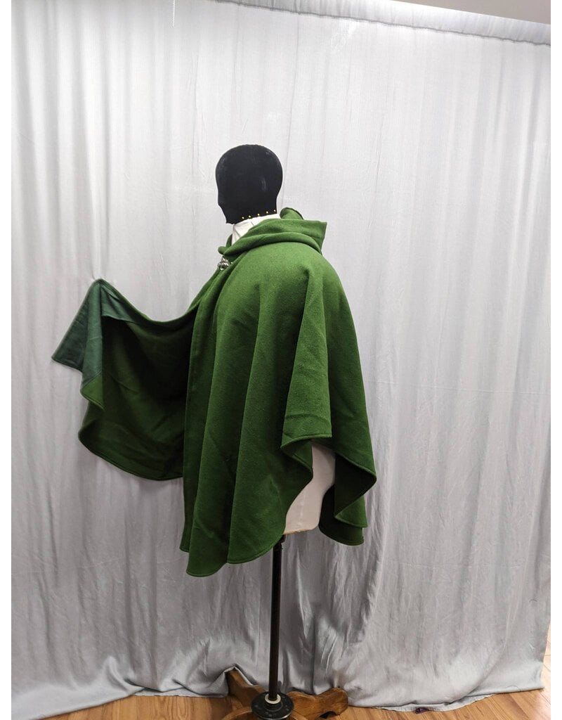 Cloakmakers.com 5169 - Washable Apple Green Woolen Commuter Cloak w/Pockets, Unlined Hood