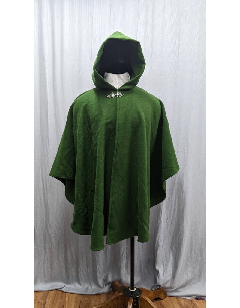 Cloakmakers.com 5169 - Washable Apple Green Woolen Commuter Cloak w/Pockets, Unlined Hood