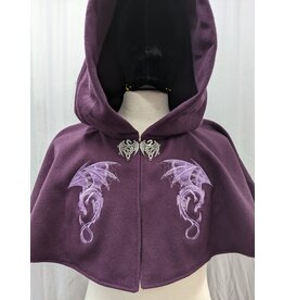 Cloakmakers.com 5170 - Washable Purple Dragon Short Cloak w/Embroidery, Pockets, and Pointy Hood