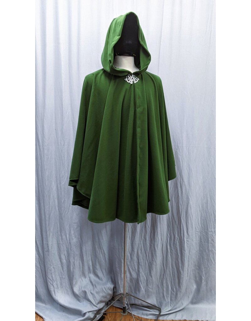 Cloakmakers.com 5173-Water Resistant Green Fleece Commuter Cloak , Triquerta Celtic Clasp