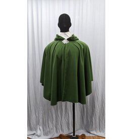 Cloakmakers.com 5175-Water Resistant Green Fleece Commuter Cloak, Silvertone Celtic Clasp